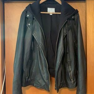 Caslon Leather Jacket with removable hood